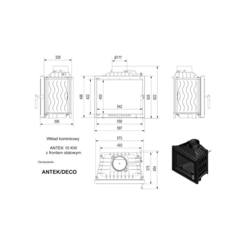 KRATKI ANTEK DECO ΕΝΕΡΓΕΙΑΚΟ ΤΖΑΚΙ ΞΥΛΟΥ 10kW ΙΣΙΟ ΜΕ ΑΝΟΙΓΟΜΕΝΗ ΠΟΡΤΑ - Image 2