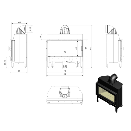 KRATKI NADIA 14 BLACK ΕΝΕΡΓΕΙΑΚΟ ΤΖΑΚΙ ΞΥΛΟΥ 14kW ΙΣΙΟ ΜΕ ΑΝΟΙΓΟΜΕΝΗ ΠΟΡΤΑ - Image 6