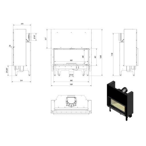 KRATKI NADIA 14 G BLACK ΕΝΕΡΓΕΙΑΚΟ ΤΖΑΚΙ ΞΥΛΟΥ 14kW ΙΣΙΟ ΜΕ ΣΥΡΟΜΕΝΗ ΠΟΡΤΑ - Image 6
